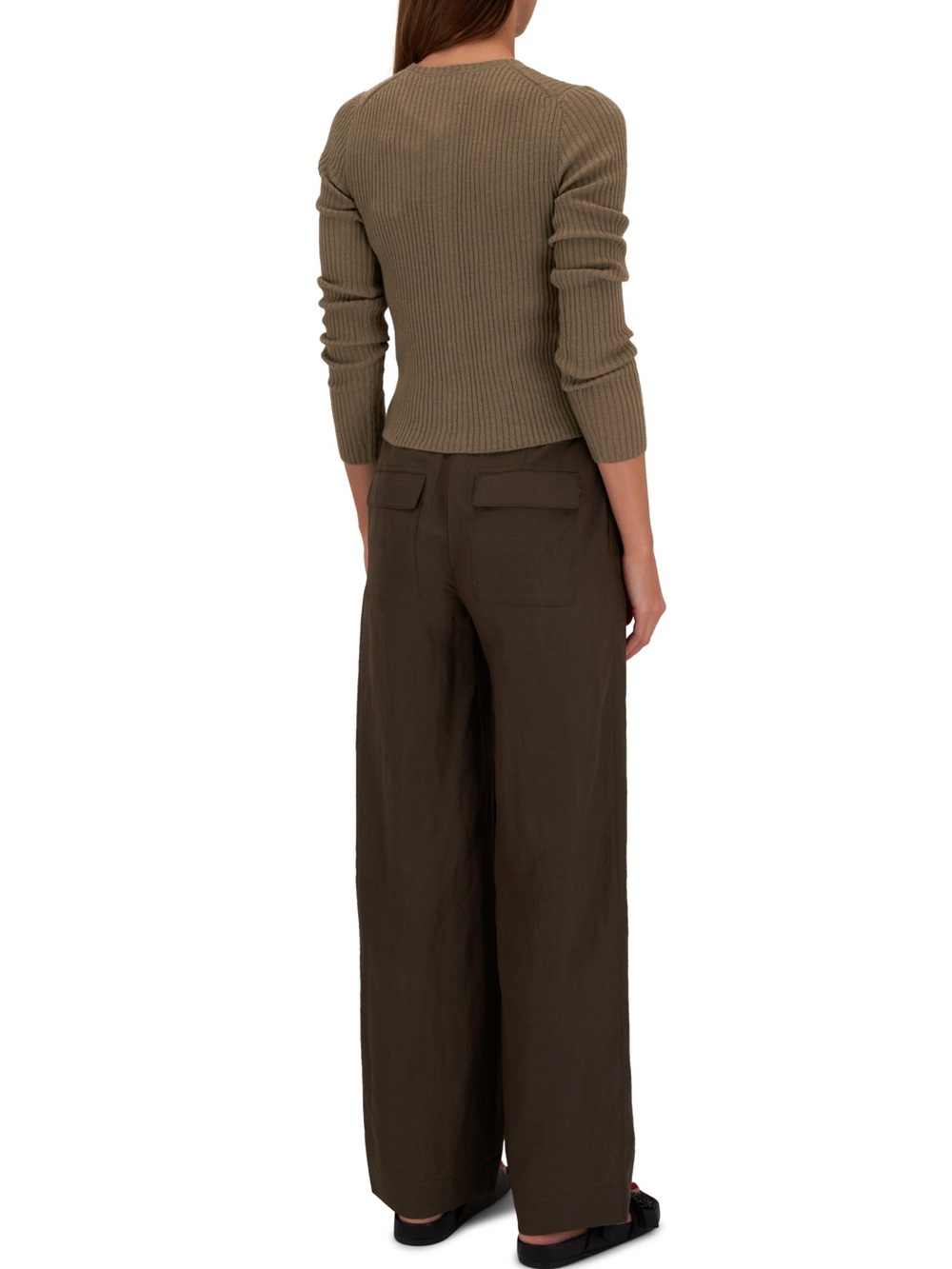 Vince Artichoke Ribbed Cashmere Silk Cardigan Green Size L - Picture 11 of 15